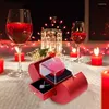 Envoltura de regalo Rosa en una caja Flores artificiales eternas Rosas preservadas reales con joyas para mujeres