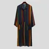 衣料品の男性JJellaba Man Muslim Moroccan Hooded Design Islamic Cotton and Linen Striped Robe Jubba Thobe Men'sカジュアルシャツ229f