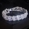 Charm Bracelets Luxury Shiny Full Crystal Rhinestone Bracelet For Women Silver Colour Bridal Wedding & Bangles Hand Jewelry Gifts