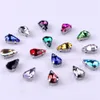 Strass de vidro em forma de lágrima estreita diamante com garra costurada em strass base de metal fivela pedra de cristal 20 unidades pacote 231007