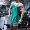 Mężczyźni kulturystyka Tank Top Gyms Trening Fitness Wytrzymał bawełniany rękawe koszula Ubranie Stringer Singlet Męska kamizelka 270c