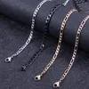 Chains Stainless Steel Base Curb Cuban Link Chain Necklace For Women Men Figaro Rose Gold Silver Solid Metal Jewelry Gifts Fashion324P