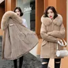 Women's Fur Faux Fur Women Parka Fashion Long Coat Wool Liner Hooded Parkas 2022 New Winter Jacket Slim with Fur Collar Warm Snow Wear Padded ClothesL231007