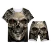 Nowa moda Kobiety / Mens Horror Skull Zabawna koszulka 3D / Jogger Shorts Casusal Tracksuit Sets S-7xl 007