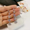 Basit moda uzun püskül küpeler lüks mücevher 925 Sterling gümüş prenses kesim beyaz topaz cz elmas kadınlar düğün damla dang313c