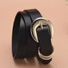Belts Fashion Double Ring Needle Buckle For Women Retro Versatile Luxury Black Elegant Waist Belt Girl Clothing Accessories Gift