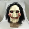 Máscaras de festa Máscaras de festas Saw SaysAW Massacre Jigsaw Puppet Máscaras com cabelos de peruca Latex assustador Halloween Horror Scary Mask Unissex Party Cosplay Prop Q231007