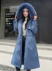 Pele feminina pele sintética er quente forro removível com capuz longo parka chaquetas inverno gola de pele sintética casaco jaqueta neve wear streetwear parca casacosL231007