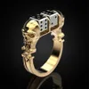 Cluster Rings Creative Skull Dice For Men Vintage Fashion Gold Silver Color Punk Ring Male Classic Two Tone Jewelry Halloween Part263U