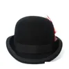 Berets 100% Australia Wool Felt Bowler Hat Men Women Dress Tuxedo Costume Steampunk Cap 4Szie S M L Xlberets Beretsberets Drop Deliv Otlmw