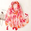 Foulards Aztèque Mode Fleur Tulle Viscose Châle Femmes Imprimé Doux Pashmina Stol Bosnod Buvandas Musulman Bandeau Sjaal 231007