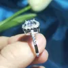 Wedding Rings 100% Rings 1CT 2CT 3CT Brilliant Diamond Halo Engagement Rings For Women Girls Promise Gift Sterling Silver Jewelry 231006
