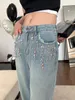 2023 Kvinnor Jeans Fashion Long Loose Wide Ben Jeans Spring and Summer Elastic Double Midje Jean 2 Styles Luxury Brand New Pant Top Letter Tryckt Jean Size S-L