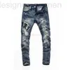 Men's Jeans Designer Clothing Amires Denim Pants 2021 New Amies Fashion Trendy Mens Slim Fit Small Foot Elastic Wash Trend Distressed Ripped Skinny Motoc E6I9