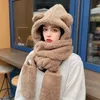 Christmas Decorations Cute Bear Ear Hat Scarf Gloves Set Winter Women Beanies Caps Warm Casual Plush Hats Casual Solid Fleece Girl Kawaii Present 231006