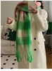 Sciarpe Donna Sciarpa scozzese verde Inverno Scialli di Pashmina Cashmere Avvolgimenti spessi Lady Nappa Caldo Arcobaleno Peloso Bufanda 231007