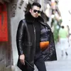 Men's Fur F917 Middle-aged Sheepskin Leather Nick Garment Wind Coat Collar Removable Liner Long Men