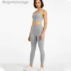 アクティブセットWyplosz Fitness Clothing Top Women's Tracksuit Gym Sportswear Set Yoga Kit Ovalls Seamless Ribbedレギンススポーツブラパンツル231007