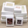 Envoltura de regalo 200 unids Caja de jabón de papel marrón blanco Paquete Kraft con ventana de PVC transparente Favores de caramelo ArtsKrafts Display