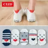 Chaussettes Bonneterie CXZD 5Paires Arrivée Femmes Coton Rose Mignon Chat Cheville Courte Casual Animal Oreille Coeur Rouge Gril 35-40264A