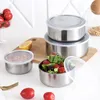 Bowls Mixing Bowl Set 5pcs Stainless Steel Nesting Microwavable Kitchen Containers With Airtight Lids For Home El