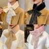 Korean Winter Woolen Knit Elastic Bow Cross Warm Scarf Female Solid Color Triangular Scarve Soft False Collar Neck Guard Bib O36