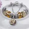 Cały szklany urok bransolety koraliki świąteczne żółty kwiat CZ Crystal Charms Dangle For Women Oryginalny styl biżuterii DIY FIT Pan272H