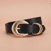 Belts Fashion Double Ring Needle Buckle For Women Retro Versatile Luxury Black Elegant Waist Belt Girl Clothing Accessories Gift