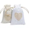 أكياس هدايا القلب الصغيرة مع القماش الرباط لصالح الحقائب لحفل الزفاف حفل زفاف عيد الميلاد عيد الحب DIY Craft JJ 10.7