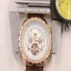 2014 nieuwe mode bruin lederen band 1884 herenhorloge tourbillion goud roestvrij staal luxe man horloges281D