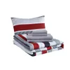 Set biancheria da letto Set piumino da letto a righe rosse e grigie da 8 pezzi con lenzuola Queen 231007