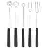 Dinnerware Sets 5pcs Stainless Steel Chocolate Dipping Fork Kebab Fondue Candy Caker Nuts Fruit DIY Decorating Tool