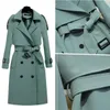 Mulheres misturas de lã outono coreano trench coat para mulheres cintura ajustável sólido longo casacos roupas de inverno plus size escritório senhora blusão jaquetas 231007
