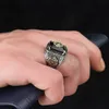 Trouwringen Retro Handgemaakte Turkse Zegelringen Voor Mannen Oud Zilver Kleur Gesneden Eagle Ring Mystic Zirkoon Inlay Punk Motor Biker Ring 231007