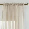 Tenda in voile di cotone e lino lucido per finestre, struttura fine, per camera da letto, soggiorno - 100X200 cm (Beige)