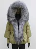 여자 모피 가짜 모피 2023 뜨거운 판매 새로운 겨울 여자 두꺼운 따뜻한 느슨한 외곽 흰색 오리 다운 재킷 진짜 천연 여우 모피 칼라 후드 코트 클로트 231007