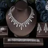 Necklace Earrings Set 2023 Water Droplet Colorful Crystal Bridal Wedding 4-piece Cubic Zirconia Women's Jewelry