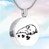 Unisex Stainless Steel Pet Dog Cat Jewelry Print Cremation Ashes Holder Pet Memorial Urn Necklace For Memory Pendant Necklaces258C