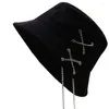 Berets Unique Cotton Bucket Hat Cross Chain Fisherman Unisex Hip Hop Cap Gross Panama Outdoor Soild Color Sun For Women Men