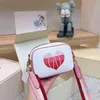 Moda designer câmera bolsa bolsa mão mulheres bolsa instantâneo bonito coração arco-íris sacos de ombro alça larga crossbody mini sacola carteira