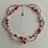 Chokers Strawberry Necklace Pearls Pärled Y2K Halsband Choker Vackra glas Beaded Necklace justerbar 231006