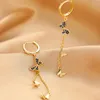 Hoop Earrings Wholesale Fashion Long Tassel Drop For Women Tiny Huggie Cute Butterfly Blue Crystal Elegant Jewelry Accessory