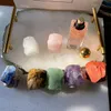 Custom Natural Crystal Raw Stone Perfume Bottle Cap Beauty Rose Quartz Jade Stone Marble Bottle Cap Makeup Tools