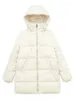 Trenchs Femmes Manteaux FTLZZ Automne Hiver Femmes Casual Épais Chaud À Capuche Longue Parkas Lady Mode Fermeture À Glissière Solide Couleur Coton Manteau Vestes