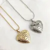 Everfast 10pc/Lot Graved Paw Print Heart Locket Copper Pendant Photo Frame Charm Rostfritt stål Pärlor Kedja Halsband Kvinnor Män Familjminnesmycken gåva