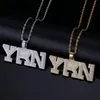 Pendentif Colliers AITIEI Iced Out Bling YRN Lettres Collier avec chaîne de corde Hommes Or Argent Couleur Hip Hop Mode Bijoux242j