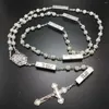 Colares Pingente Blingbling 6mm Sier Cor Cristal Strass Beads Cinco Mistérios Rosário Religioso Católico Rosário