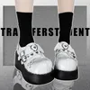 Elbise Ayakkabı Pompaları Mary Jane Derby Metal Dekorasyon Platformu Düz Topuk Kadın Ayakkabıları Bayanlar Kama Lolita Gotik Harajuku Punk Ayakkabı 231006