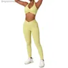 Aktiva uppsättningar NCLAGEN Women Sportwear Yoga Set 2 Piece Quick Dry Sports Tracksuit Bh Leggings High Elastic Sexy Gym Running Fitness Suitl231007