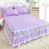 Bed Skirt Lace Lotus Leaf Lace Bed Skirts Princess Style Solid Color White Pink Bedspread Bed Cover Non-Slip Sheets Without Pillowcase 231007